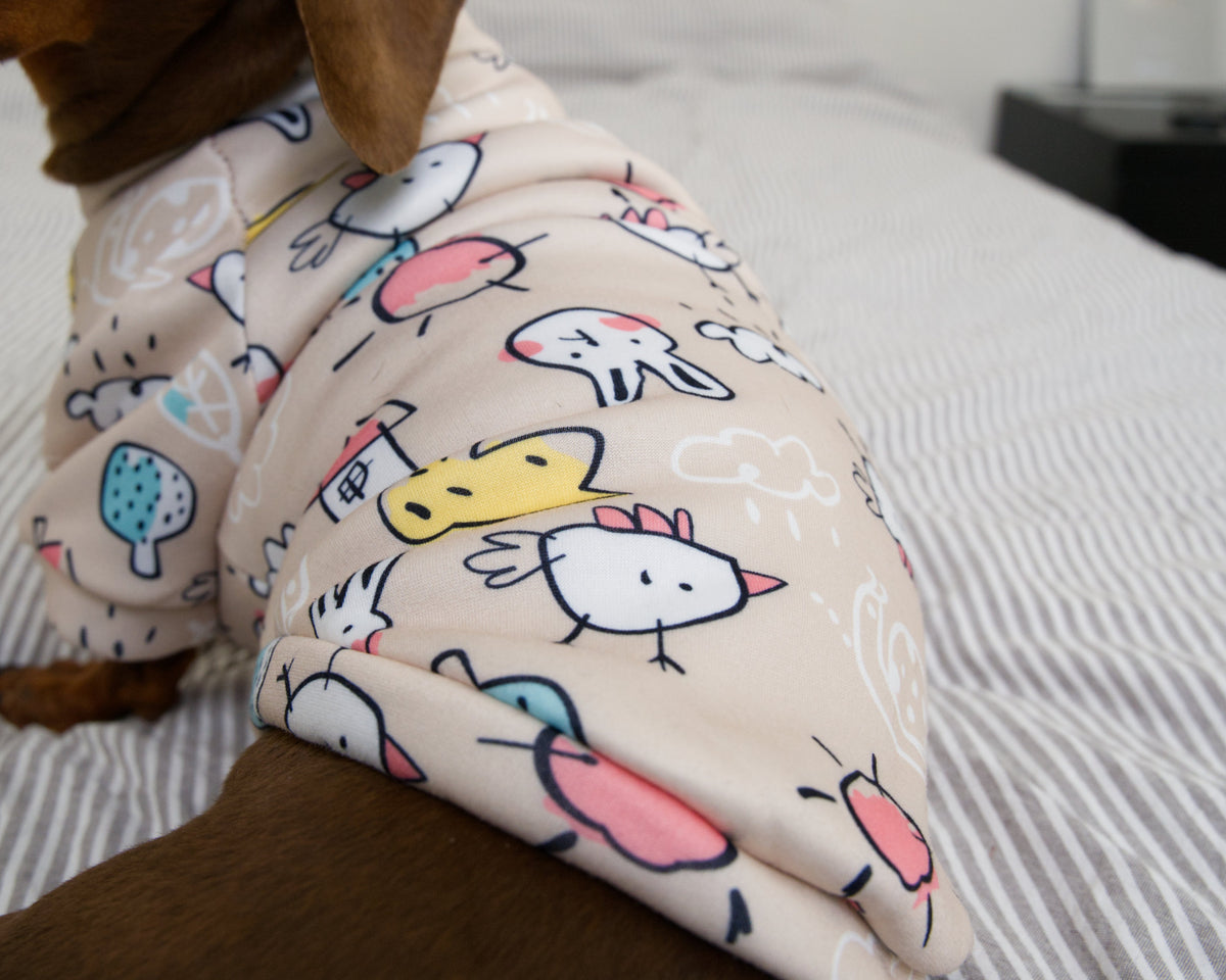 Bunnies & Chickens Print Sweater Fleece Sweatshirt